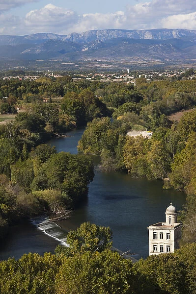 France, Languedoc-Roussillon, Herault Department, Beziers, elevated view of the Orb River