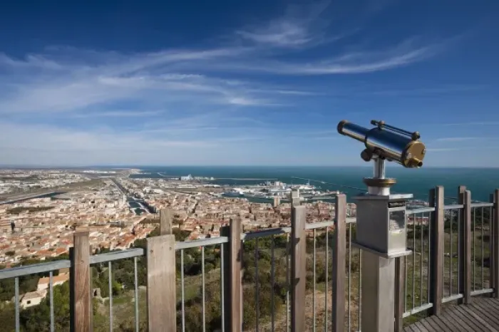 Framed Print : France, Languedoc-Roussillon, Herault Department, Sete, elevated city view from Mont Framed Print : France, Languedoc-Roussillon, Herault Department, Sete, elevated city view from Mont