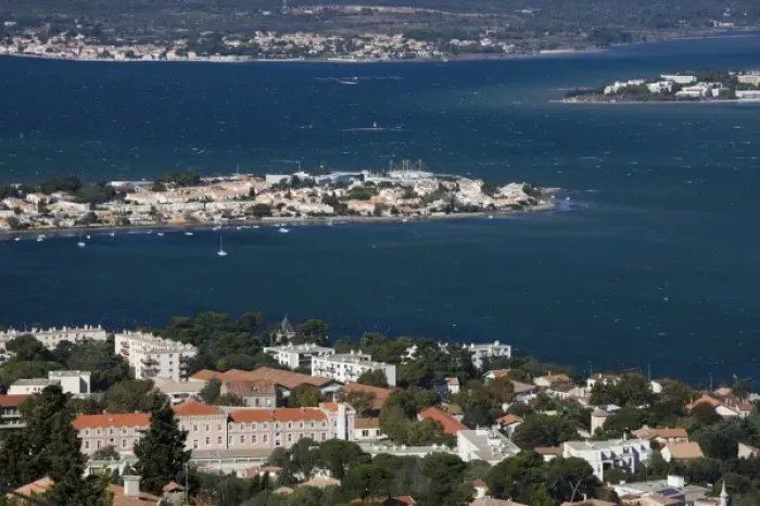 Framed Print : France, Languedoc-Roussillon, Herault Department, Sete, elevated view of the Bassin