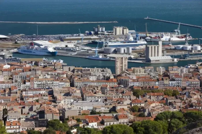 Framed Print : France, Languedoc-Roussillon, Herault Department, Sete, elevated port view from Mont