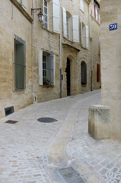 03. France, Languedoc-Roussillon, Uzes, cobble stone street