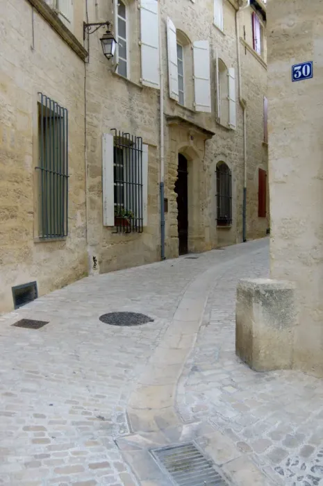 Framed Print : 03. France, Languedoc-Roussillon, Uzes, cobble stone street