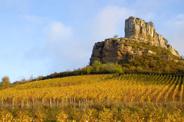 03. France, Maconnais Region, Roche de Solutre above Pouilly-Fuisse vineyards