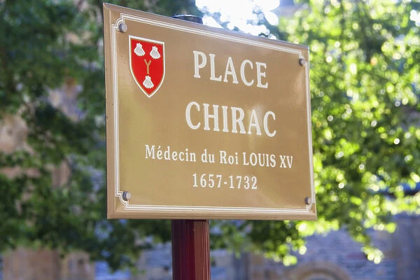 FRANCE, Midi-Pyrenees, Department of Aeyron, Rodez. Sign denoting the plaza dedicated