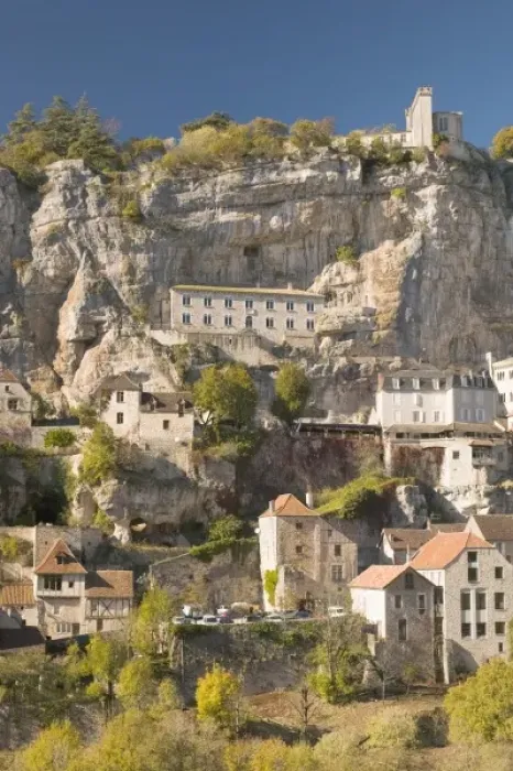 Framed Print : France, Midi-Pyrenees Region, Lot Department, Rocamadour, elevated town view, late Framed Print : France, Midi-Pyrenees Region, Lot Department, Rocamadour, elevated town view, late