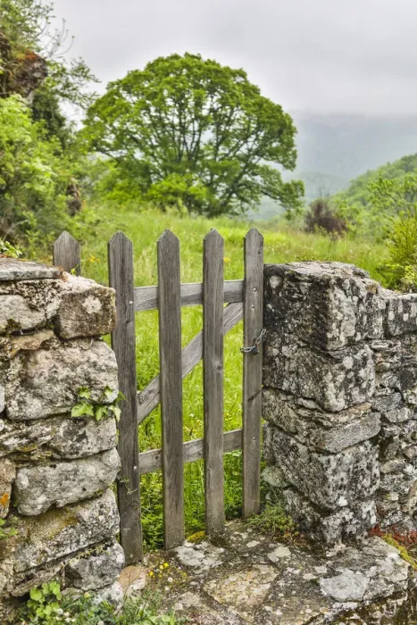Framed Print : France, Najac. Gate in the grounds of Najac Castle
