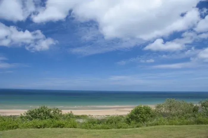 Framed Print : France, Normandy, Colleville-Sur-Mer. View of Omaha Beach from the Normandy American Cemetery Framed Print : France, Normandy, Colleville-Sur-Mer. View of Omaha Beach from the Normandy American Cemetery