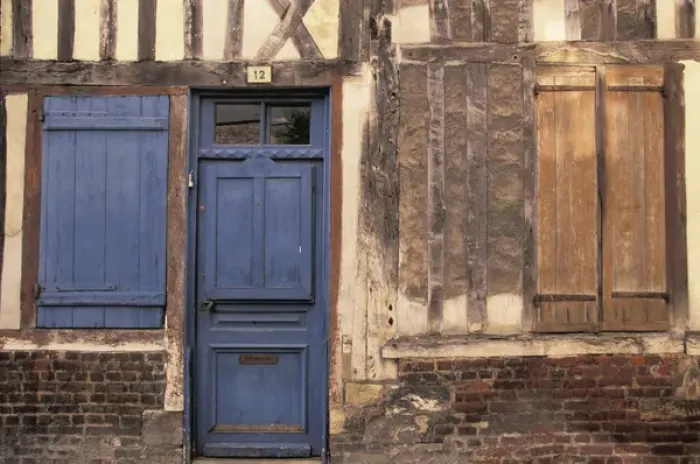 Framed Print : FRANCE, Normandy Honfleur Old Building Doorway