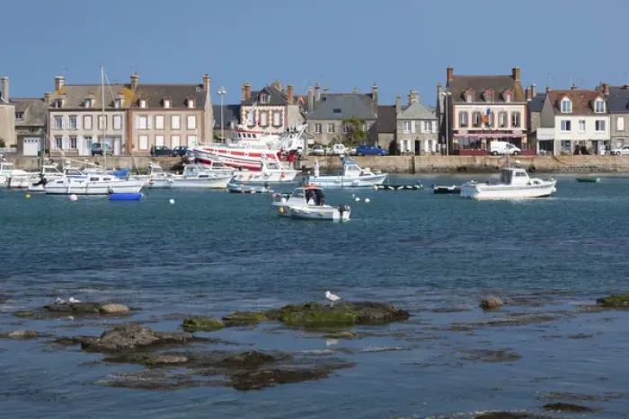 Framed Print : France, Normandy Region, Manche Department, Barfleur, town harbor Framed Print : France, Normandy Region, Manche Department, Barfleur, town harbor