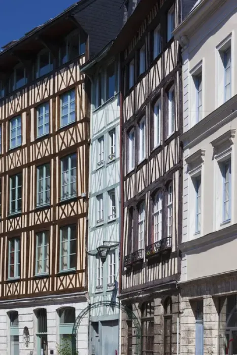 Framed Print : France, Normandy Region, Seine-Maritime Department, Rouen, half-timbered buildings Framed Print : France, Normandy Region, Seine-Maritime Department, Rouen, half-timbered buildings
