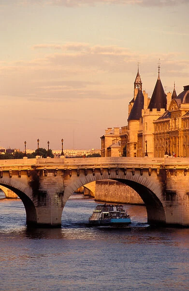 France, Paris, Conciergerie and river Seine at sunset