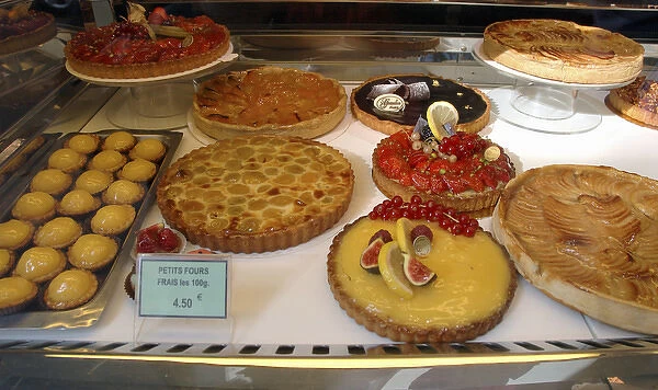 03. France, Paris, desserts in patisserie display window