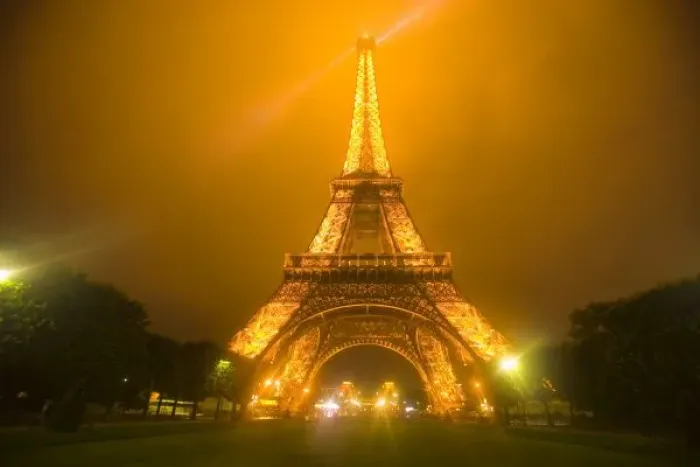 Framed Print : France, Paris. Eiffel Tower illuminated at night. Credit as: Jim Zuckerman  /  Jaynes