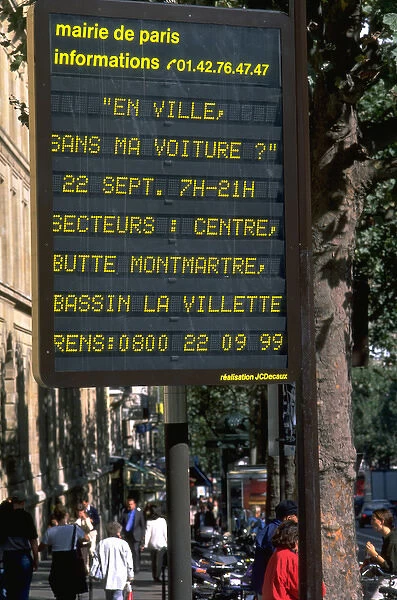 03. France, Paris. Information board in Paris