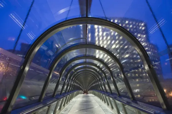 Framed Print : France, Paris, La Defense, pedestrian walkway, pre-dawn Framed Print : France, Paris, La Defense, pedestrian walkway, pre-dawn
