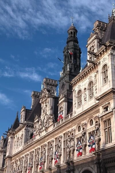 France, Paris, The main facade of Hotel de Ville the city hall of Paris