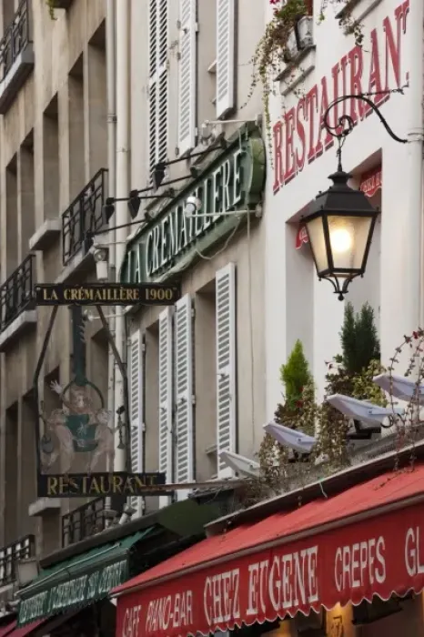 Framed Print : France, Paris, Montmartre, cafe signs Framed Print : France, Paris, Montmartre, cafe signs