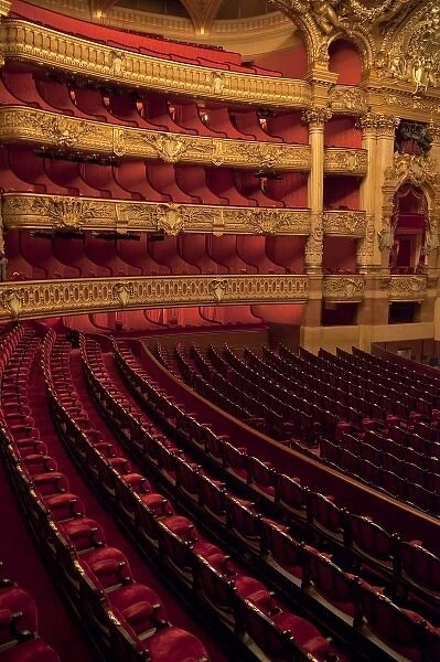 France, Paris. Partial view of all seating at Opera Garnier