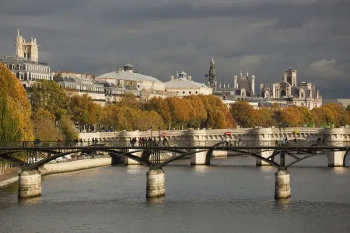 Framed Print : France, Paris, Seine River, Pont des Arts and Pont Neuf bridges