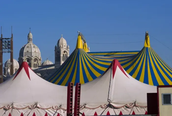 Framed Print : France, Provence, Bouches du Rhone, Marseille, Cathedral la Mojor, circus tent