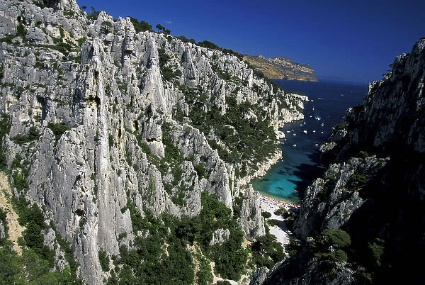 France, Provence, Bouches-du-Rhone. Cassis. Calanque d En-Vau, coastal valley