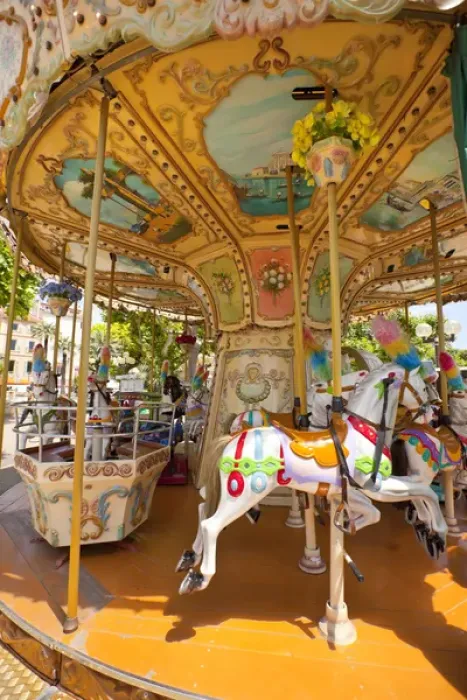 Framed Print : France, Provence, Cannes. Colorful and ornate outdoor carousel. Credit as: Fred Lord Framed Print : France, Provence, Cannes. Colorful and ornate outdoor carousel. Credit as: Fred Lord