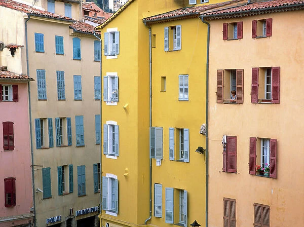 France, Provence, Grasse. Colorful buildings