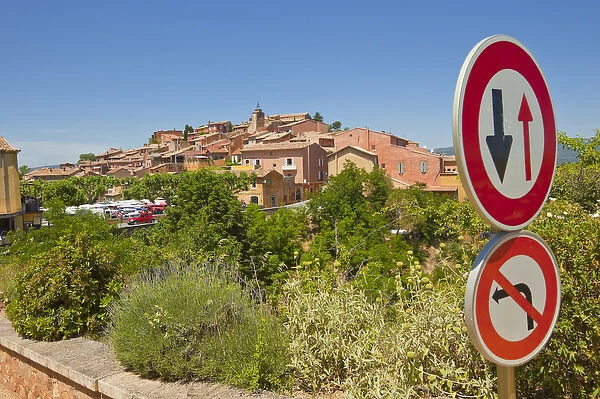France, Provence, Roussillon. Road signs at entrance to town. Credit as: Fred Lord
