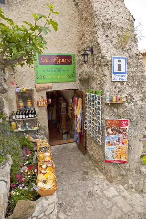 Framed Print : France, Provence, Seguret. Quaint shop with goods displayed outside. Credit as: Fred