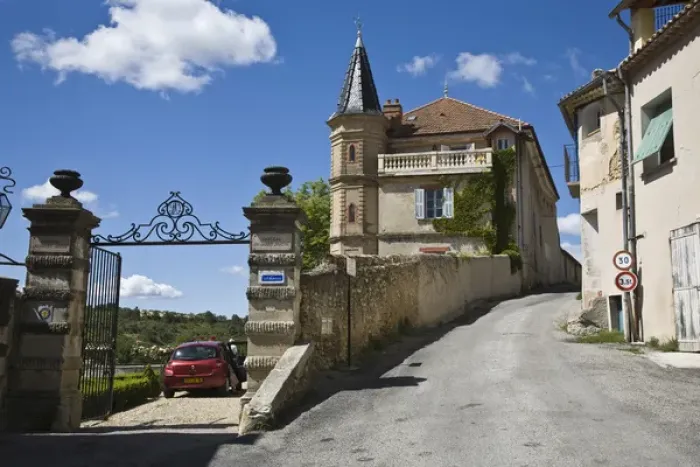 Framed Print : France, Provence, Valensole. Village road passes by Chateau du Grand Jardin Framed Print : France, Provence, Valensole. Village road passes by Chateau du Grand Jardin
