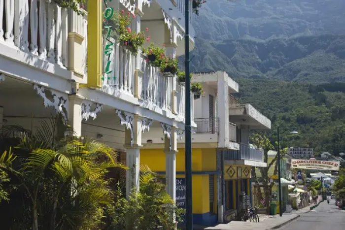 Framed Print : France, Reunion Island, Cirque de Cilaos, Cilaos, main street