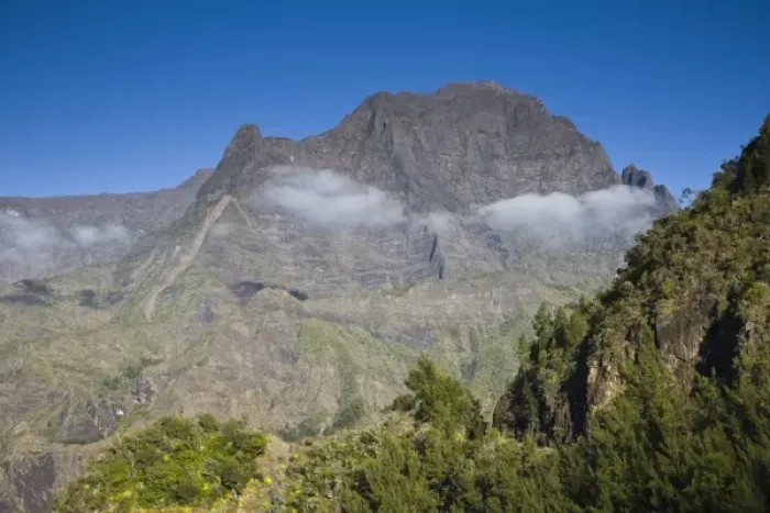 Framed Print : France, Reunion Island, Cirque de Cilaos, Le Grande Benare mountain (el. 2898 meters)