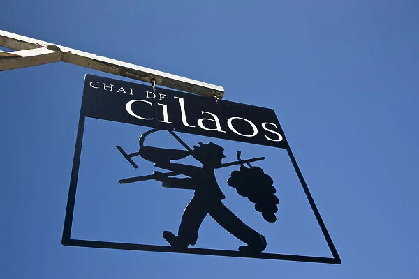 France, Reunion Island, Cirque de Cilaos, Cilaos, sign for Chai de Cilaos wines