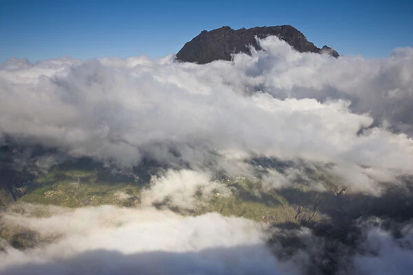 France, Reunion Island, Cirque de Mafate, Le Maido, Cirque view from Piton Maido Peak (el