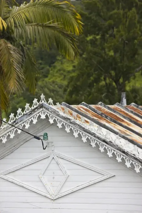 Framed Print : France, Reunion Island, Plaine-des-Palmistes, Creole-style building detail Framed Print : France, Reunion Island, Plaine-des-Palmistes, Creole-style building detail
