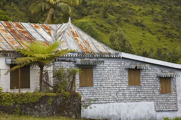 France, Reunion Island, Plaine-des-Palmistes, Creole-style building detail