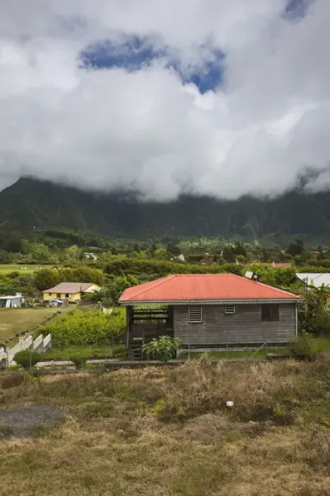 Framed Print : France, Reunion Island, Plaine-des-Palmistes, mountainside houses Framed Print : France, Reunion Island, Plaine-des-Palmistes, mountainside houses