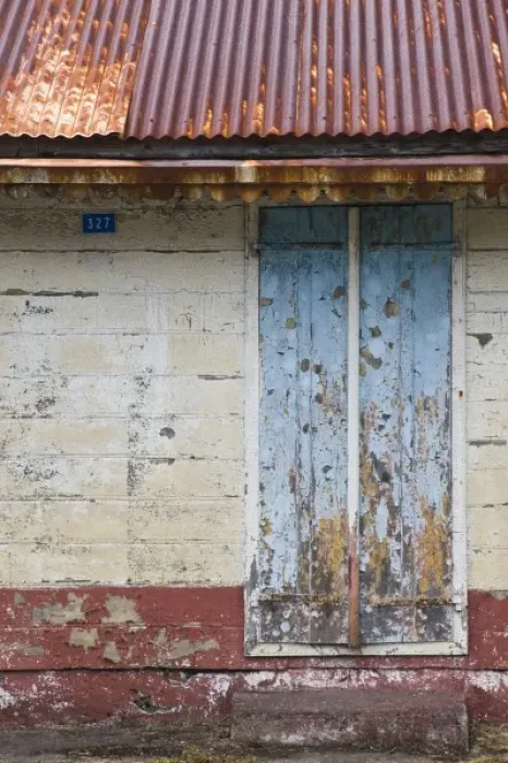Framed Print : France, Reunion Island, Plaine-des-Palmistes, detail of weathered Creole-style house Framed Print : France, Reunion Island, Plaine-des-Palmistes, detail of weathered Creole-style house