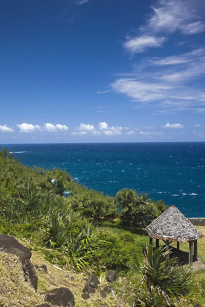 France, Reunion Island, South Reunion, Grande Anse coast line from Piton de Grande Anse