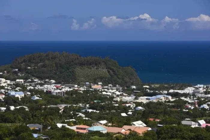 Framed Print : France, Reunion Island, South Reunion, St-Joseph elevated town view Framed Print : France, Reunion Island, South Reunion, St-Joseph elevated town view