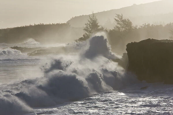 France, Reunion Island, South Reunion, Le Baril, wild waves at Le Souffleur d Arbonne