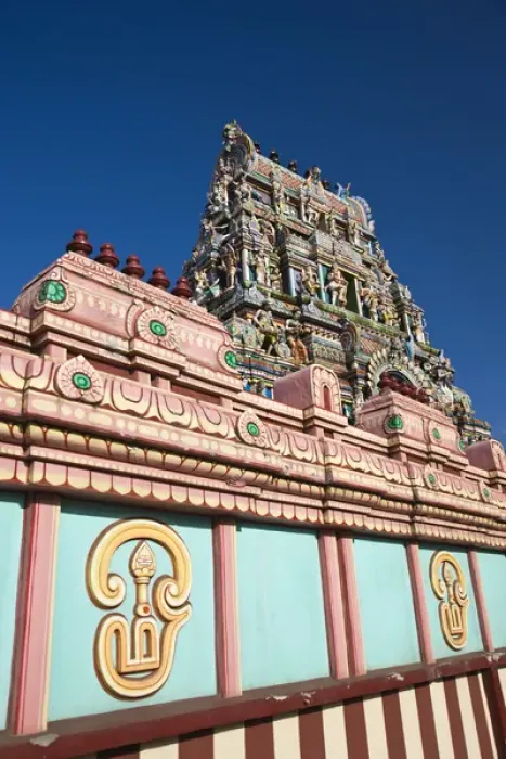 Framed Print : France, Reunion Island, St-Andre, Hindu temple de Petit-Bazaar
