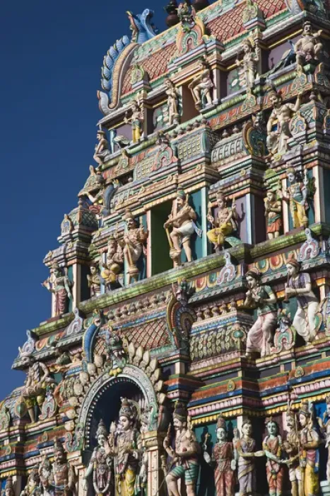Framed Print : France, Reunion Island, St-Andre, Hindu temple de Petit-Bazaar Framed Print : France, Reunion Island, St-Andre, Hindu temple de Petit-Bazaar
