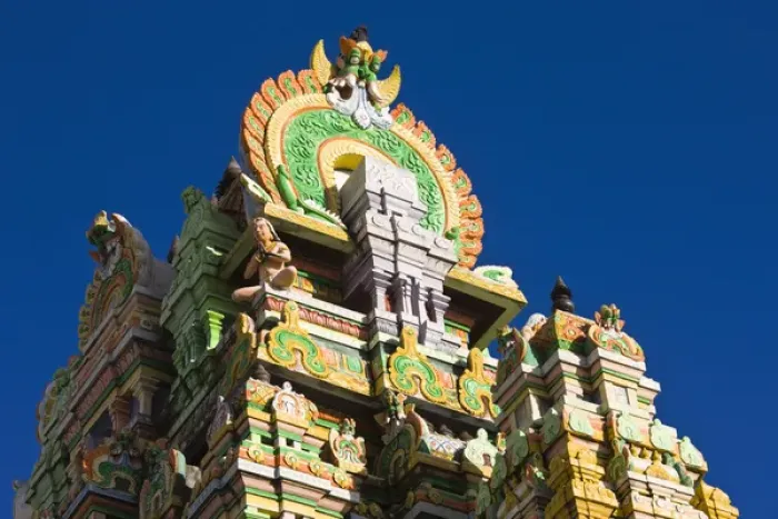 Framed Print : France, Reunion Island, St-Denis, detail of St-Denis Hindu Temple