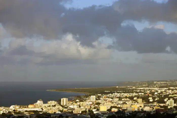 Framed Print : France, Reunion Island, St-Denis, dusk view from La Montaigne