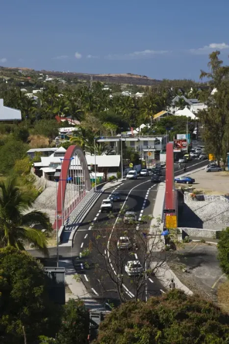 Framed Print : France, Reunion Island, St-Leu, town and St-Leu bridge Framed Print : France, Reunion Island, St-Leu, town and St-Leu bridge