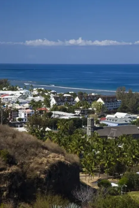 Framed Print : France, Reunion Island, St-Leu, town view from the heights Framed Print : France, Reunion Island, St-Leu, town view from the heights