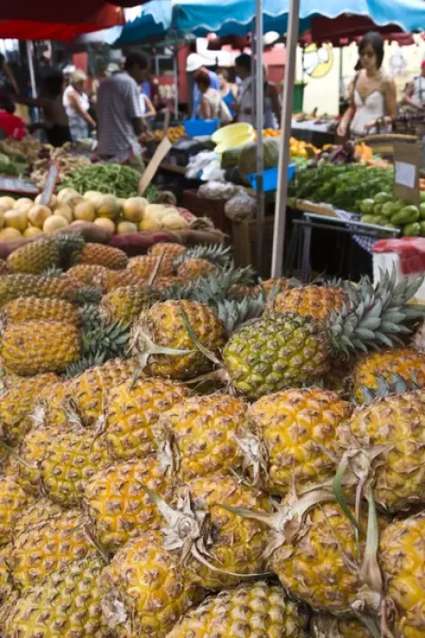 Framed Print : France, Reunion Island, St-Paul, Seafront Market, pineapples Framed Print : France, Reunion Island, St-Paul, Seafront Market, pineapples