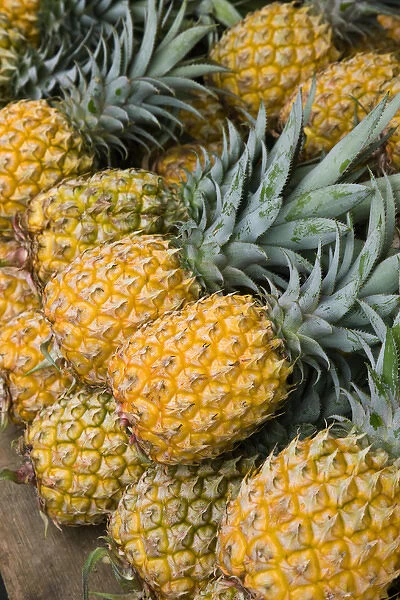 France, Reunion Island, St-Paul, Seafront Market, pineapples
