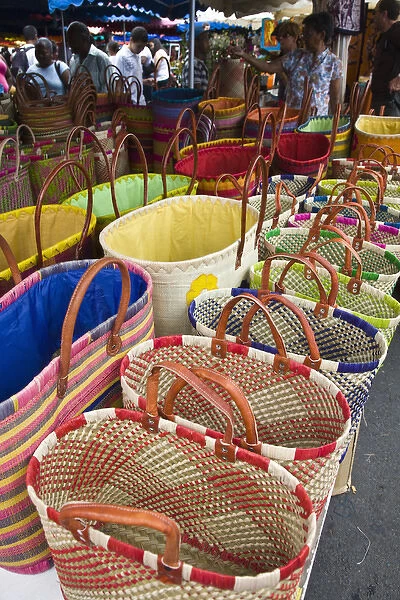 France, Reunion Island, St-Paul, Seafront Market, Reunion-made handbags